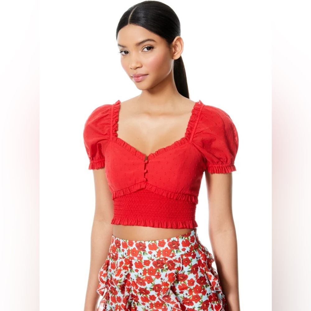 ALICE + OLIVIA - RIANNA PUFF SLEEVE CROP TOP - XS - Never worn, Like New !